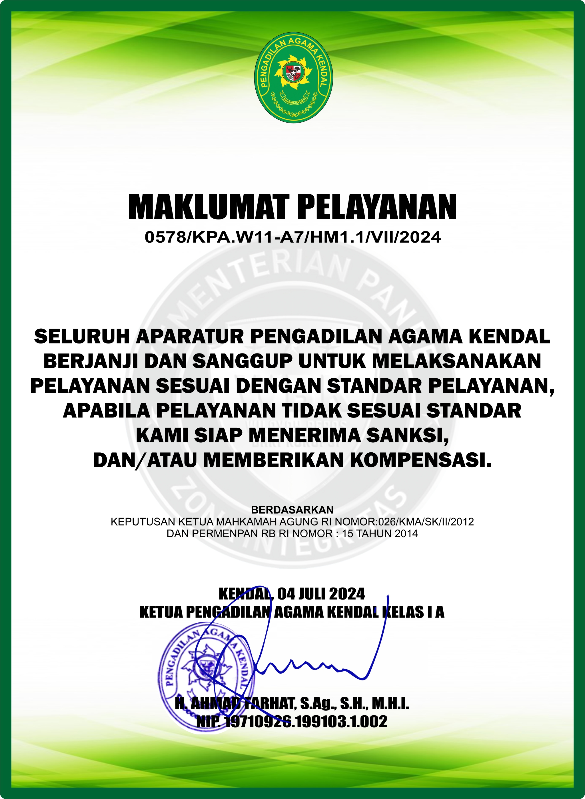 MAKLUMAT PLAYANAN 50X70 cetak